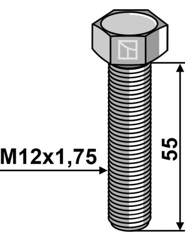 Boulon à tête hexagonale M12 sans écrou