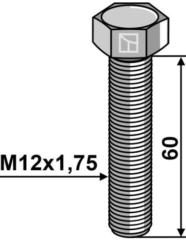 Boulon à tête hexagonale M12 sans écrou