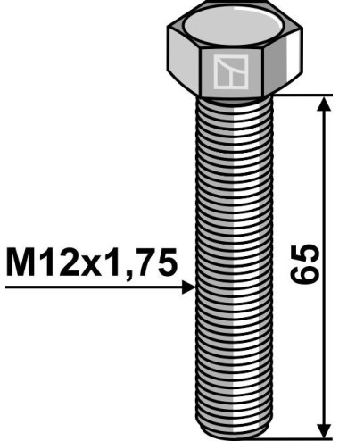 Boulon à tête hexagonale M12 sans écrou