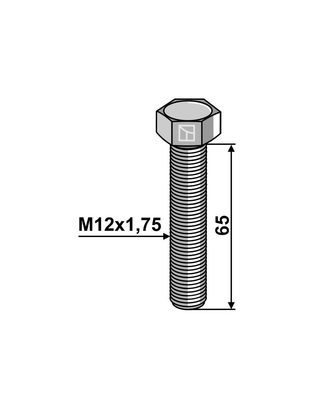 Boulon à tête hexagonale M12 sans écrou