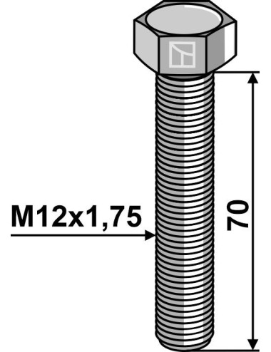 Boulon à tête hexagonale M12 sans écrou