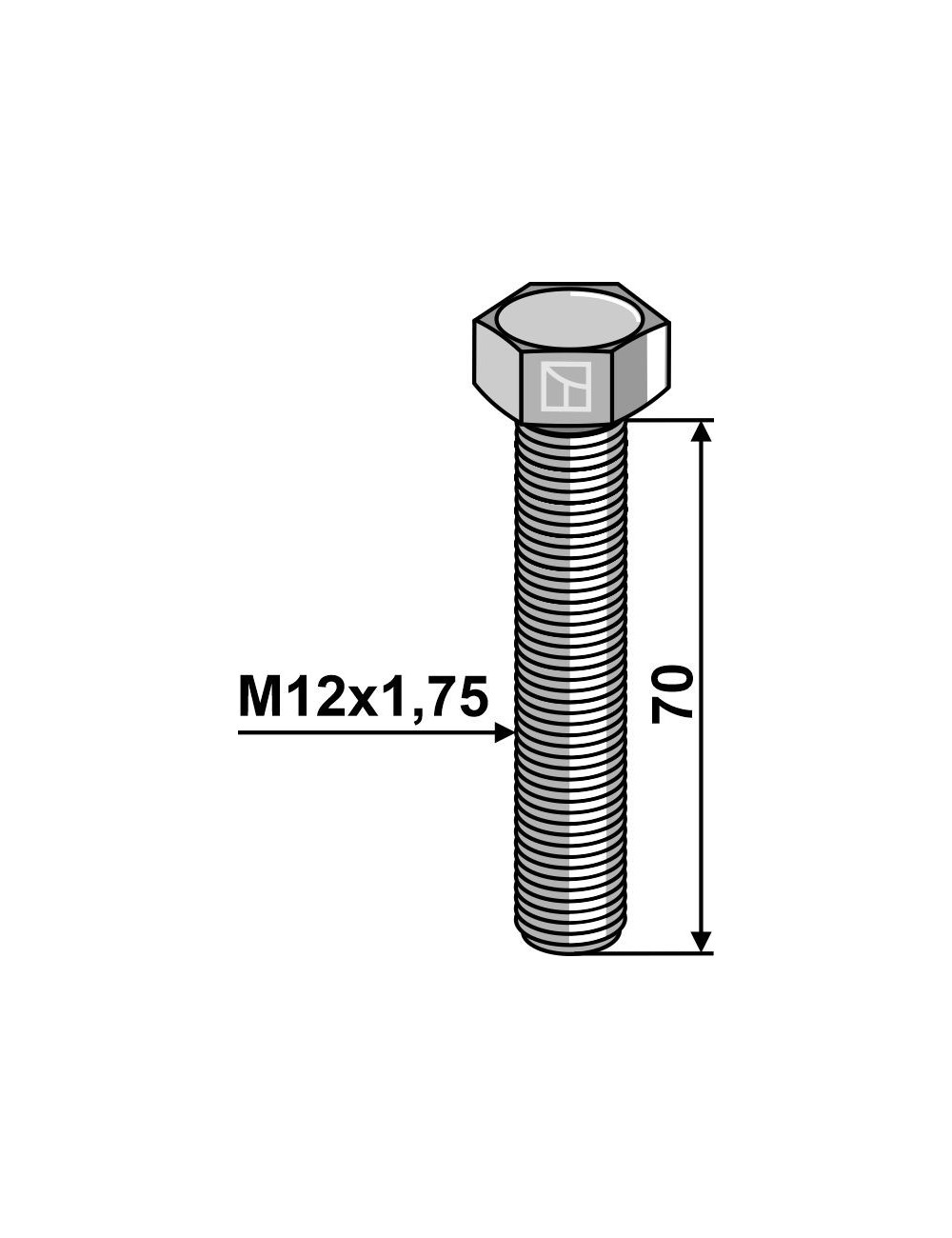 Boulon à tête hexagonale M12 sans écrou