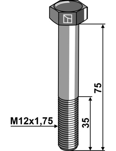 Boulon à tête hexagonale M12 sans écrou