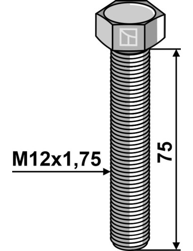 Boulon à tête hexagonale M12 sans écrou