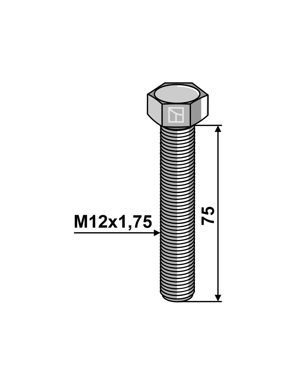 Boulon à tête hexagonale M12 sans écrou