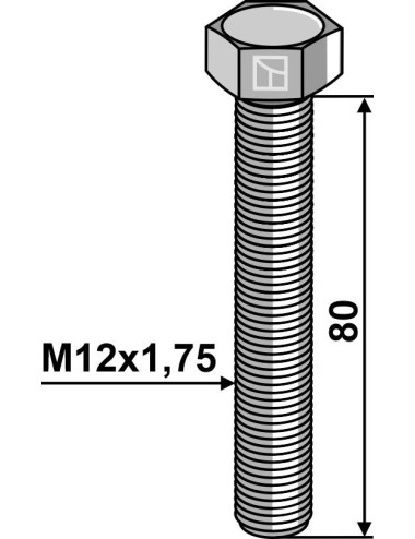 Boulon à tête hexagonale M12 sans écrou