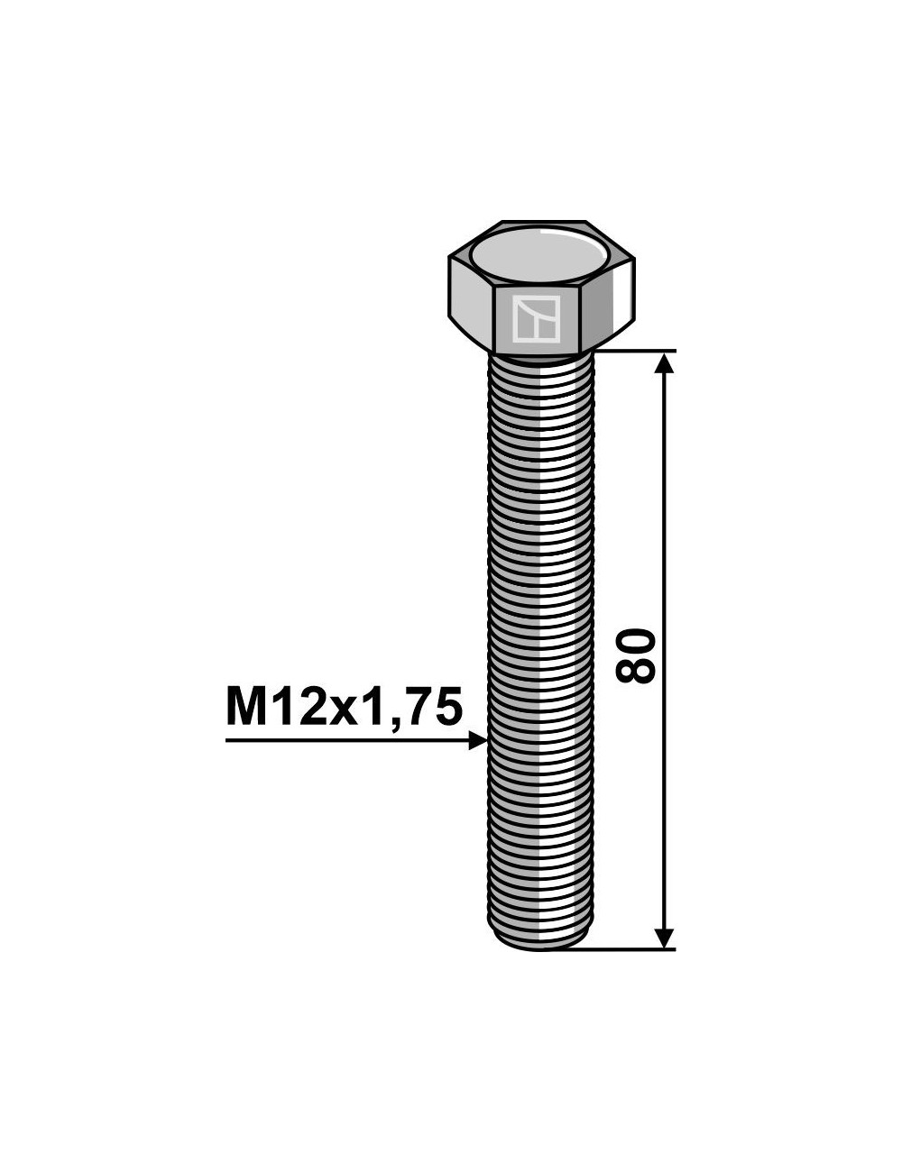 Boulon à tête hexagonale M12 sans écrou
