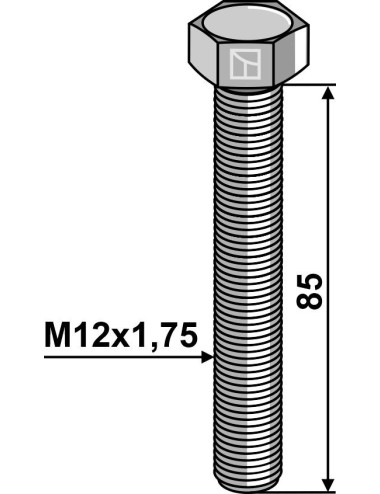 Boulon à tête hexagonale M12 sans écrou