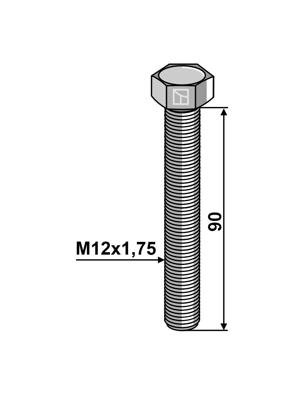 Boulon à tête hexagonale M12 sans écrou