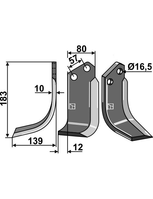 Couteau, modèle gauche