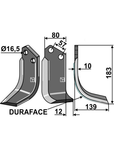 Couteau DURAFACE, modèle droit