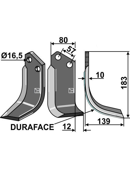 Couteau DURAFACE, modèle droit