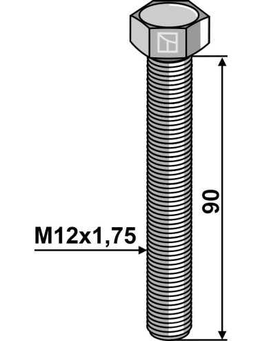 Boulon à tête hexagonale M12 sans écrou