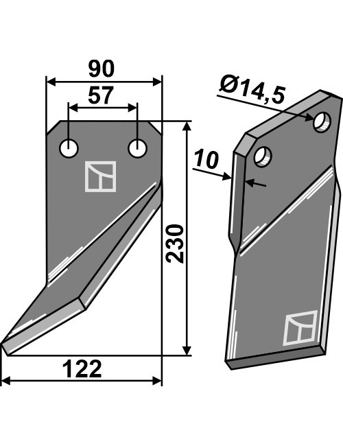 Couteau, modèle gauche