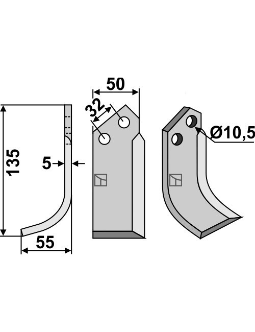 Couteau, modèle gauche