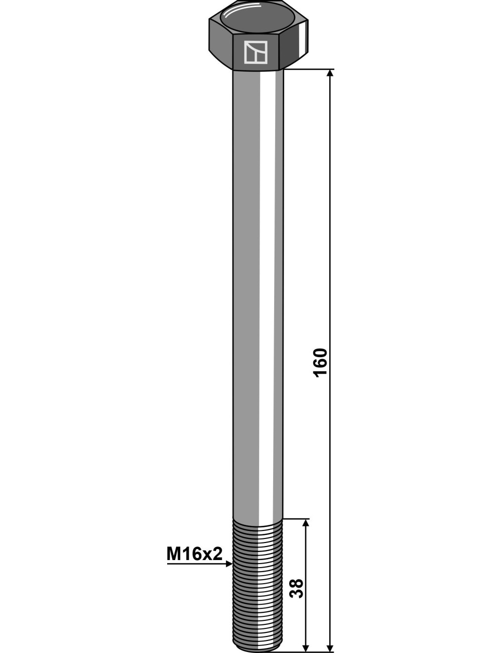 Boulon à tête hexagonale M16 sans écrou