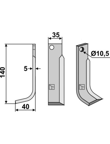 Couteau, modèle gauche