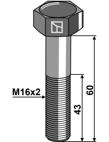 Boulon à tête hexagonale M16 sans écrou