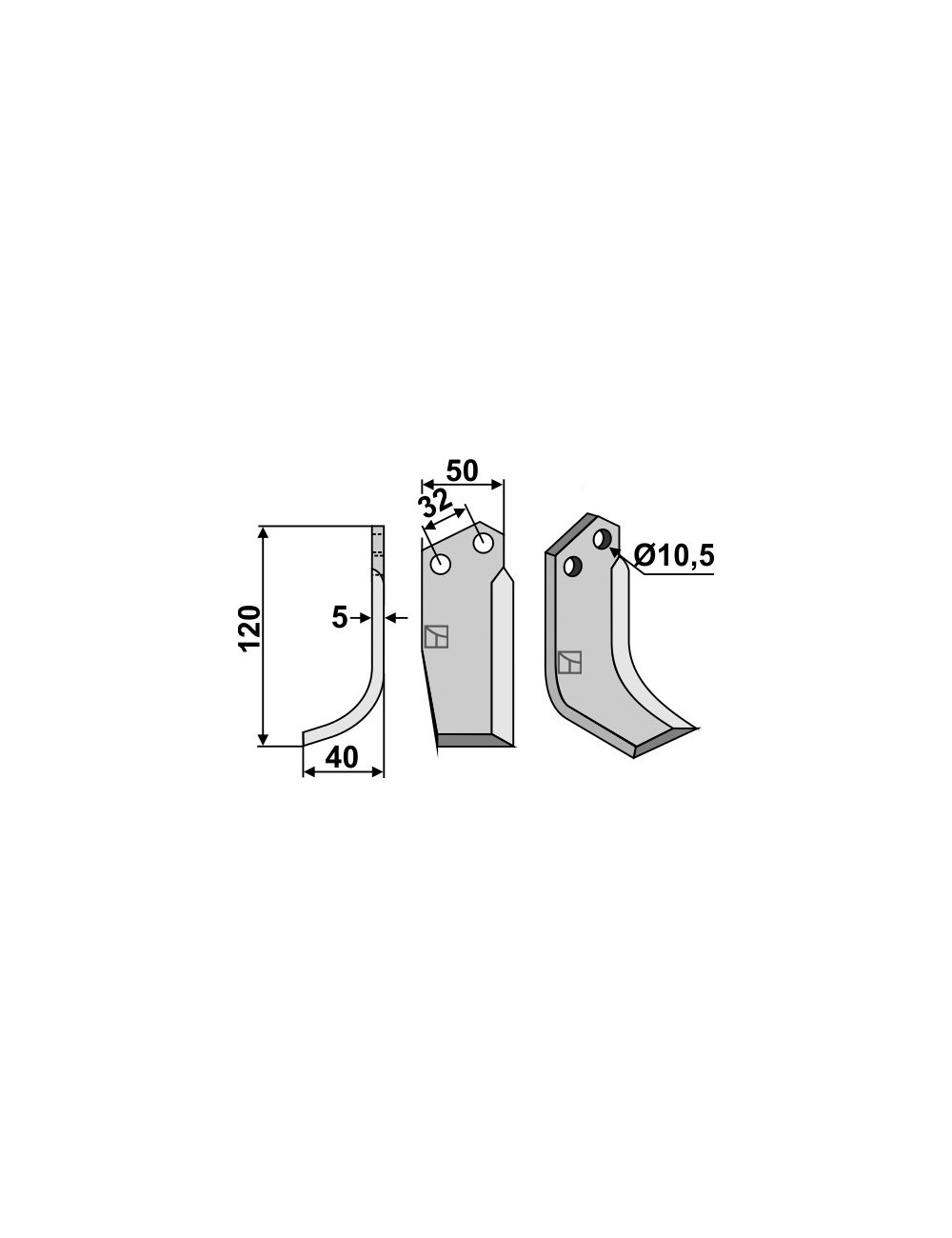 Couteau, modèle gauche