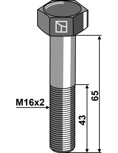 Boulon à tête hexagonale M16 sans écrou