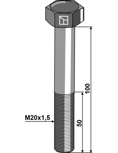 Boulons à tête hexagonale M20 sans écrou