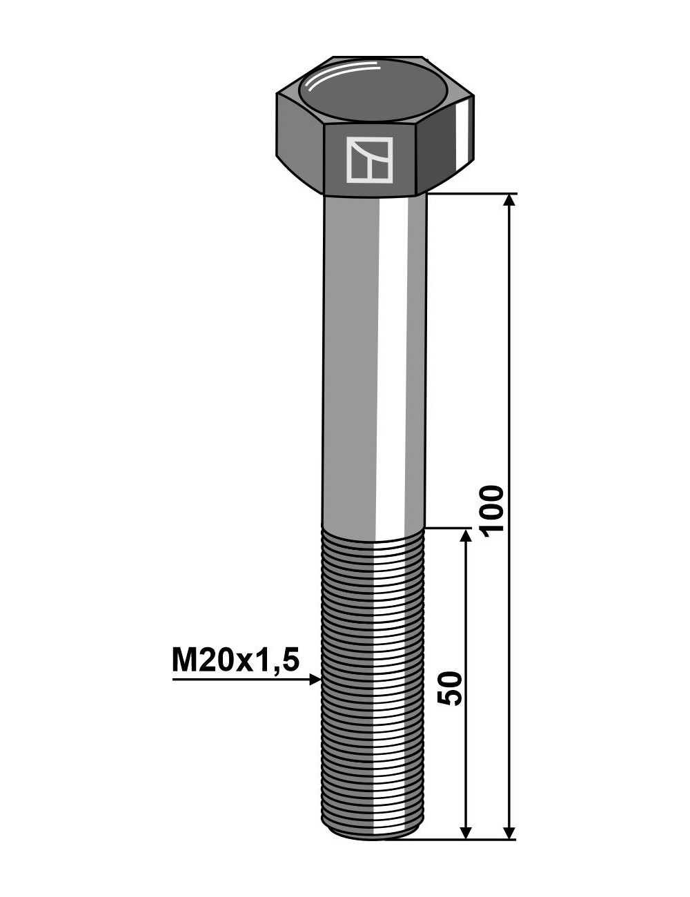 Boulons à tête hexagonale M20 sans écrou