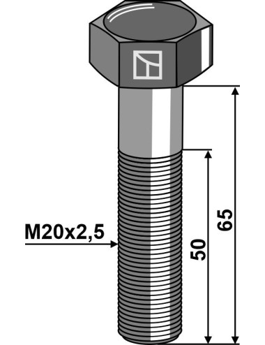 Boulon de sûreté M20 sans écrou