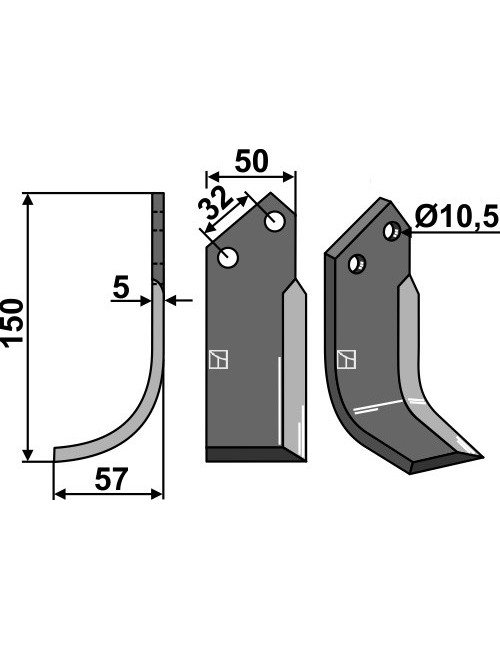 Couteau, modèle gauche