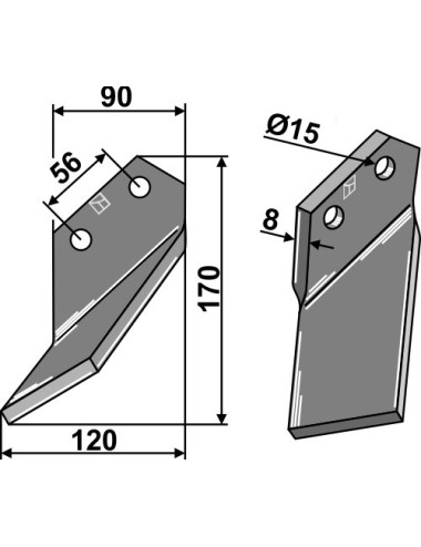 Dent rotative, modèle gauche