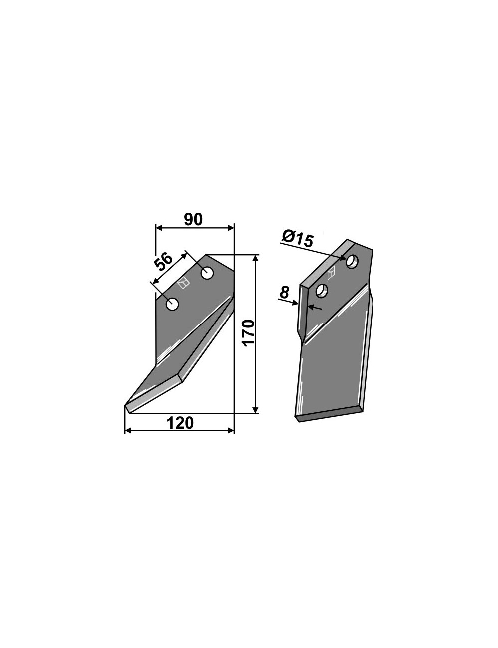 Dent rotative, modèle gauche