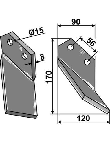 Dent rotative, modèle droit