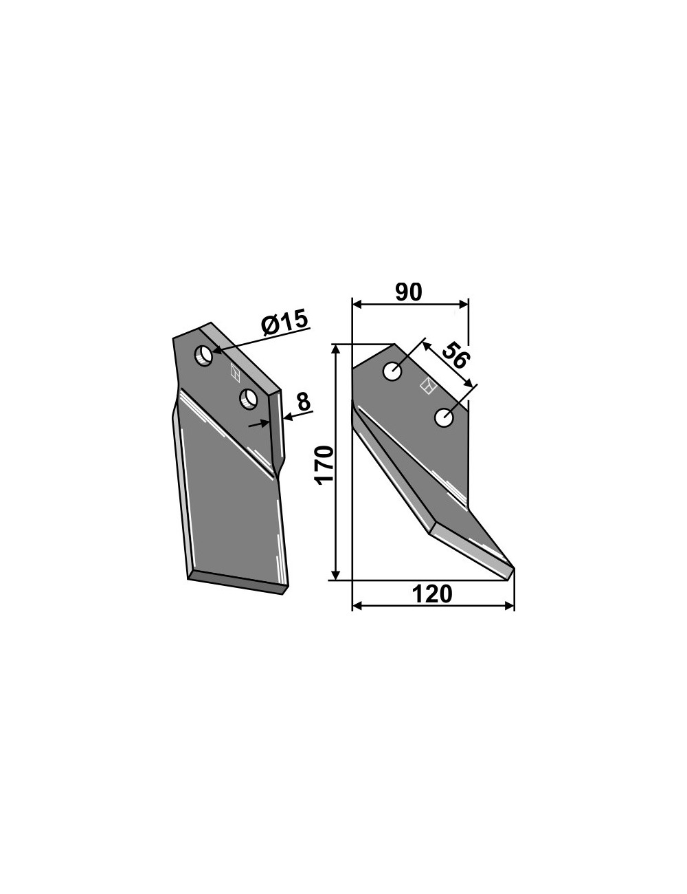 Dent rotative, modèle droit