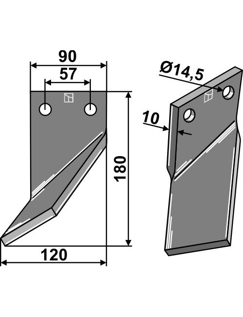 Dent rotative, modèle gauche