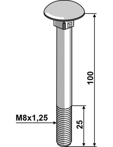 Boulon M8 galvanisé sans écrou
