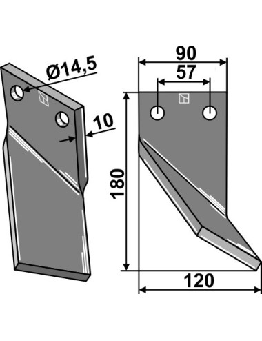 Dent rotative, modèle droit