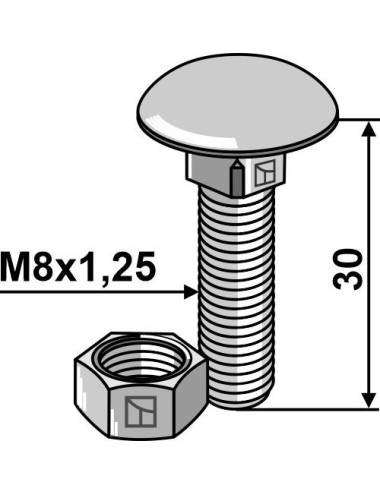 Boulon M8 galvanisé avec écrou