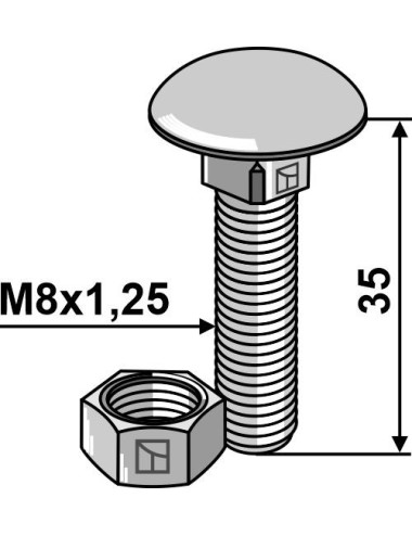 Boulon M8 galvanisé avec écrou