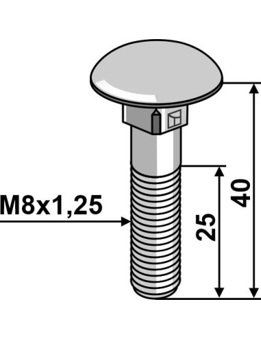 Boulon M8 galvanisé sans écrou