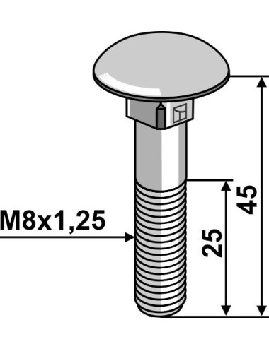 Boulon M8 galvanisé sans écrou