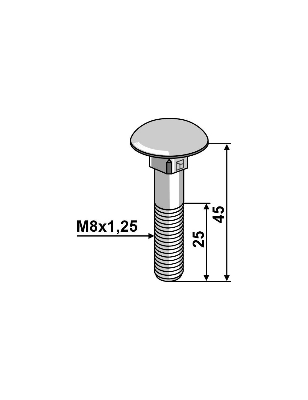 Boulon M8 galvanisé sans écrou