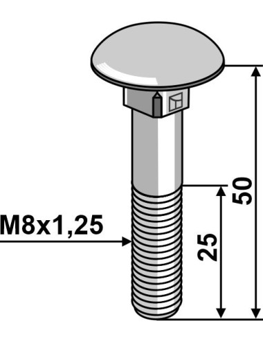 Boulon M8 galvanisé sans écrou