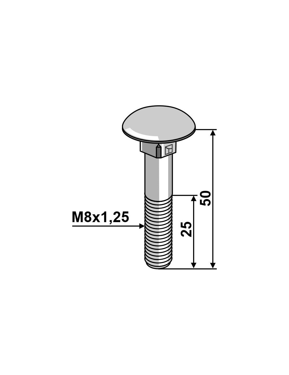 Boulon M8 galvanisé sans écrou