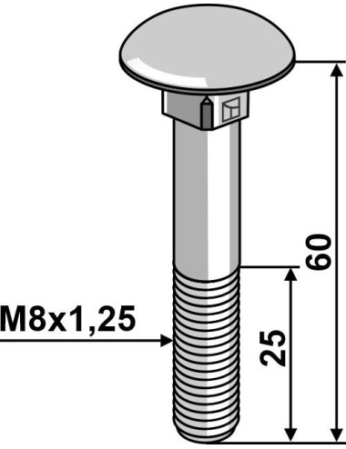 Boulon M8 galvanisé sans écrou