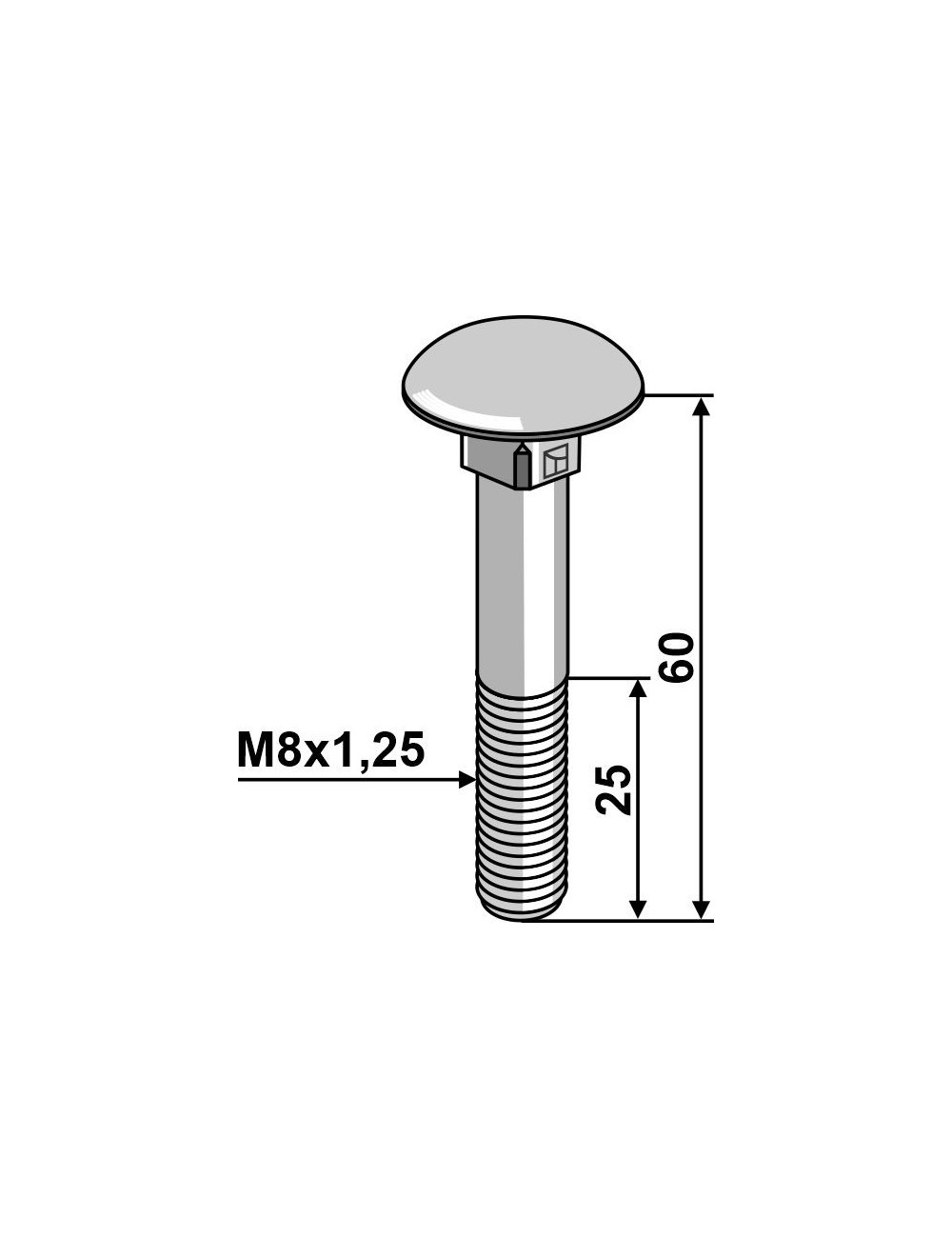 Boulon M8 galvanisé sans écrou