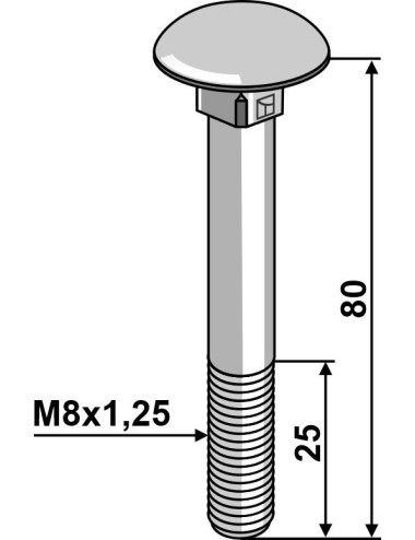 Boulon M8 galvanisé sans écrou