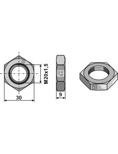 Écrou héxagonal M20