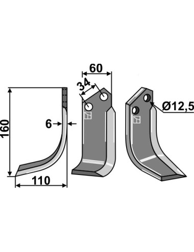 Couteau, modèle gauche