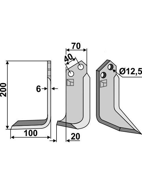 Couteau, modèle gauche