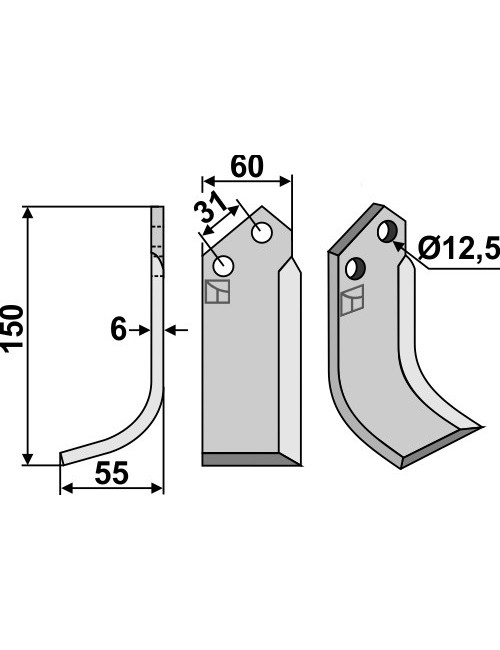 Couteau, modèle gauche