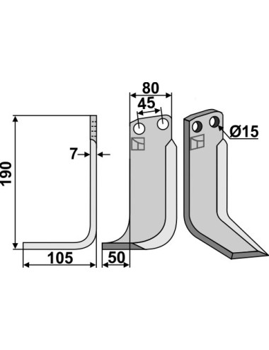 Couteau, modèle gauche